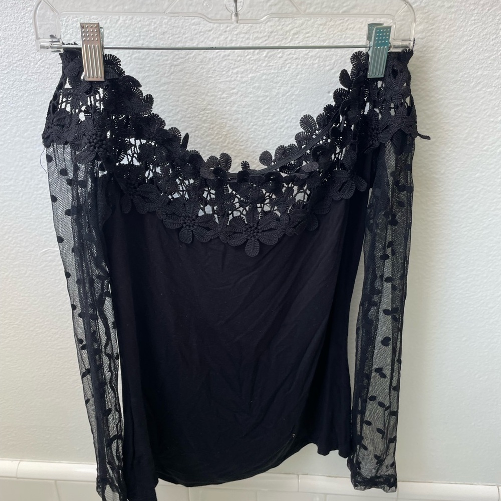 Black Lace Floral Top